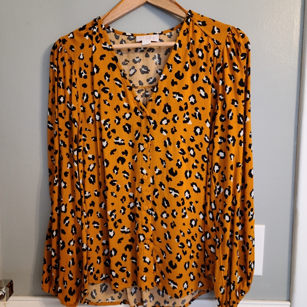 Vixby Mustard Animal Print Top